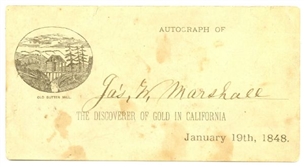 James W. Marshall Discoverer of Gold in California Signed Card